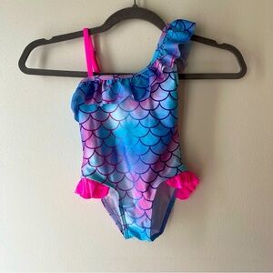 🌼 5/$25 Toddler Mermaid One-Shoulder Swimsuit Size 90 | Ruffle Bathing Suit